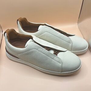 Men's Genuine Leather Sneakers: Round Toe Lace-Up Comfort Shoes - Size 13
